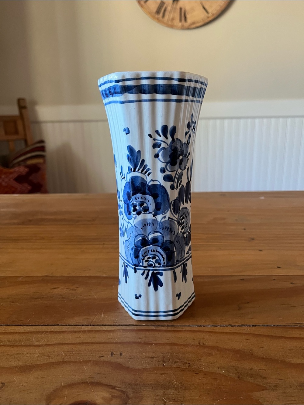 Vintage Delft Hand Painted Trumpet Vase